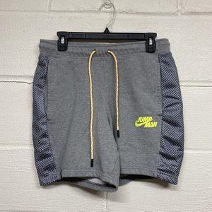 Nike Air Jordan Jumpman Fleece Shorts Grey/Volt Size Small DM3009-091 30x6.5